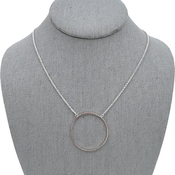 Lele Sadoughi Silver Plated Open Circle Pendant Necklace - Picture 1 of 5